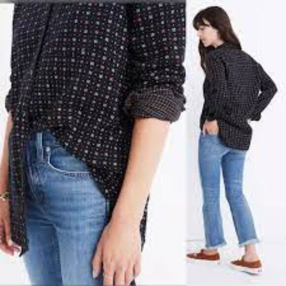 Madewell Oversized Ex-Boyfriend Shirt in Mayfair Foulard Preppy Button Down XS - Picture 2 of 16